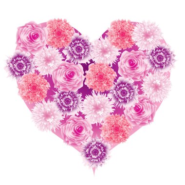 Heart, decorated with flowers clipart