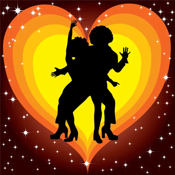 Silhouette of couples dancing — Stock Vector