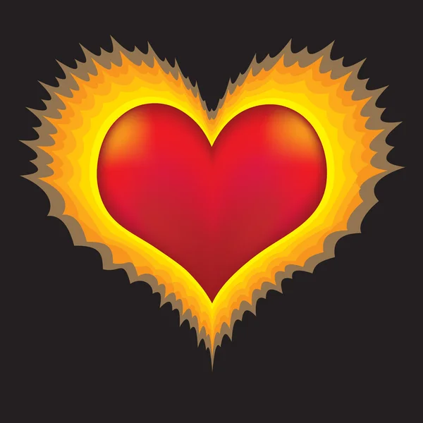 Vector Heart in flames — Stock Vector