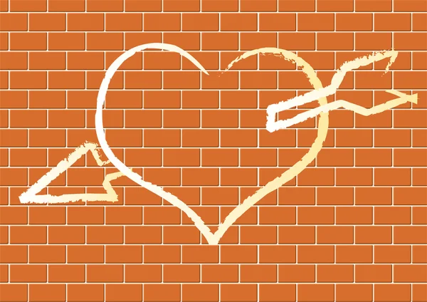 Heart with on a brick wall. — Stock Vector