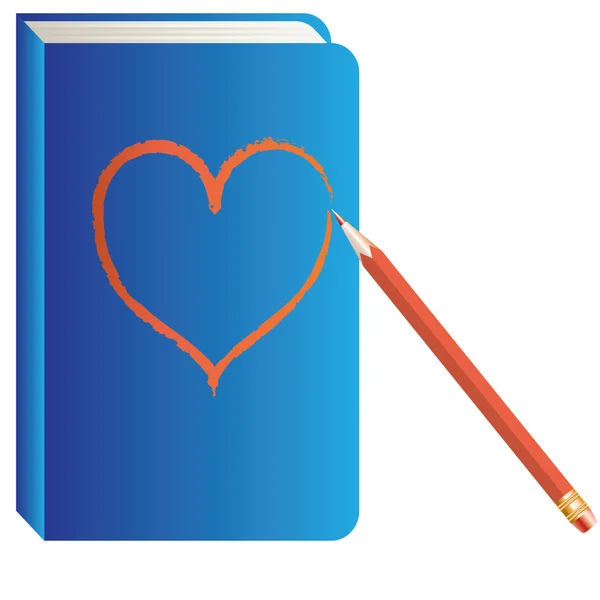 Heart on the book. — Stock Vector