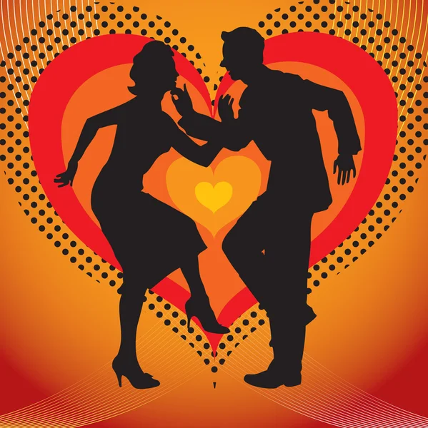 Silhouette tanzender Paare — Stockvektor