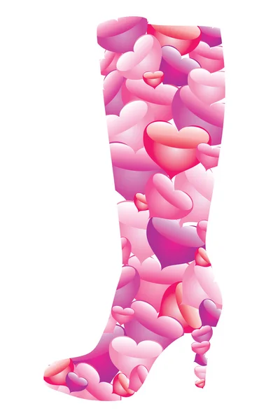 Boots dekorerad med hjärtan. — Stock vektor
