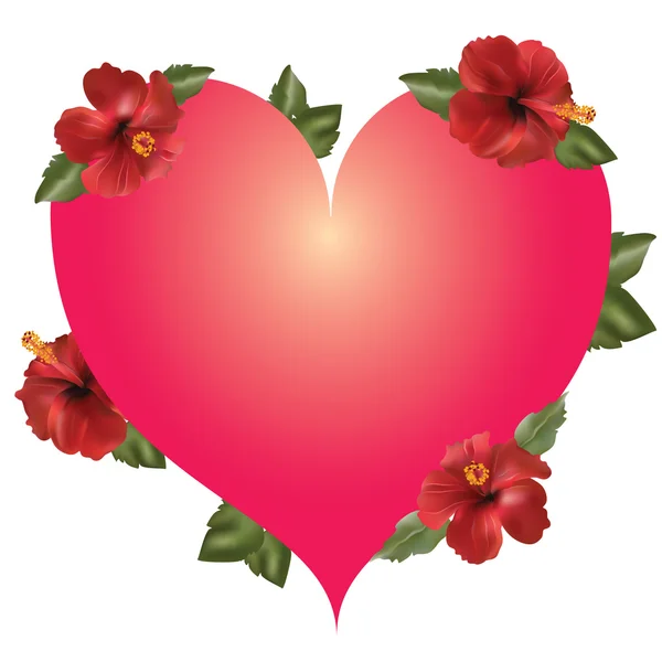 Vektor srdce, orámované květiny. — Stockový vektor