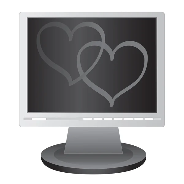 Dos corazones en la pantalla . — Archivo Imágenes Vectoriales