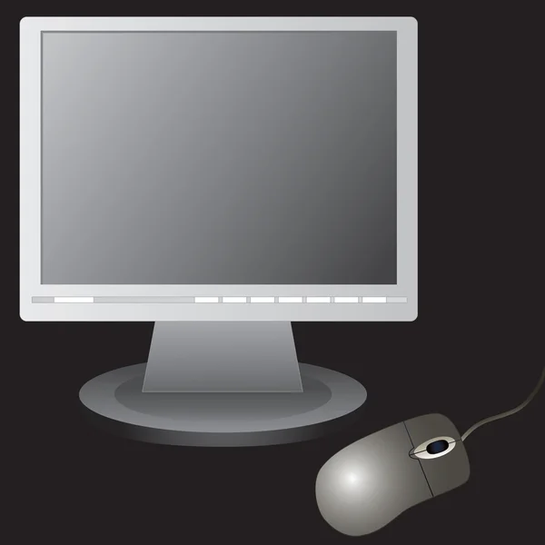 Monitori ja tietokoneen hiiri . — vektorikuva