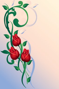 Ornament with buds of roses clipart