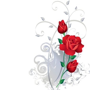 Ornament with red roses clipart