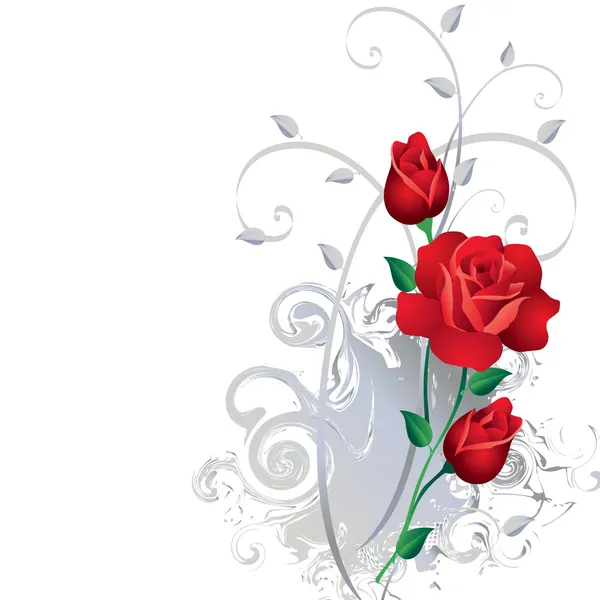 Ornament met rode rozen — Stockvector