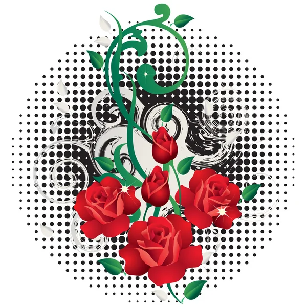 Fond abstrait avec des roses . — Image vectorielle