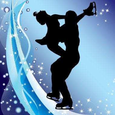 Silhouette of figure skaters. clipart