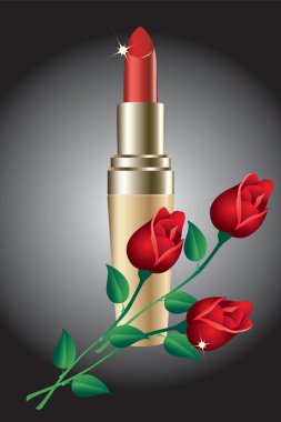 Lipstick and roses. clipart