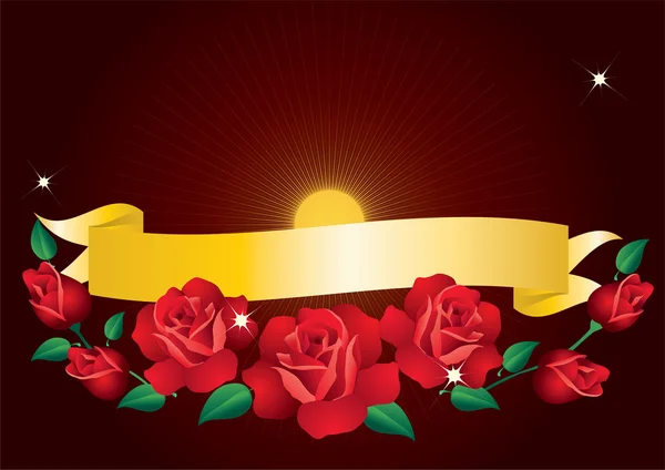 Banner i róże. — Wektor stockowy