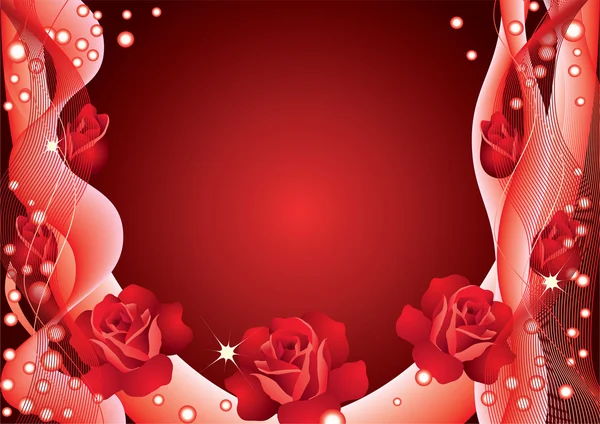 Roter Hintergrund mit Rosen. — Stockvektor