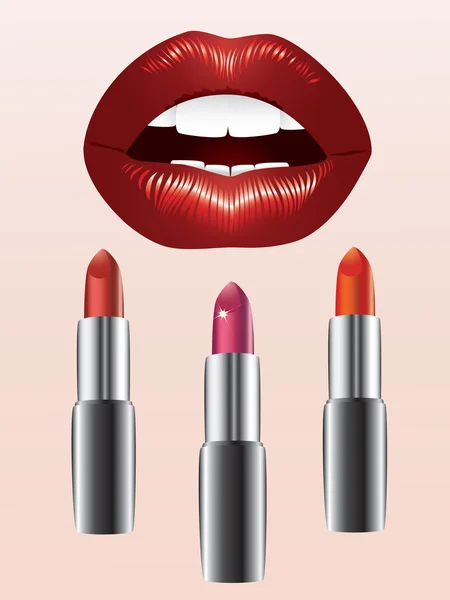 Lips and lipstick. — Stock Vector