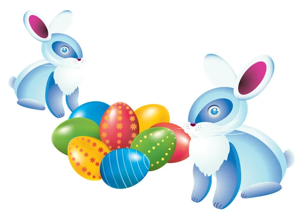 复活节彩蛋和兔子. — 图库矢量图片