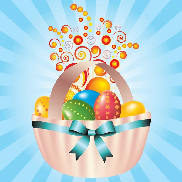 Basket with Easter eggs. — Stock Vector