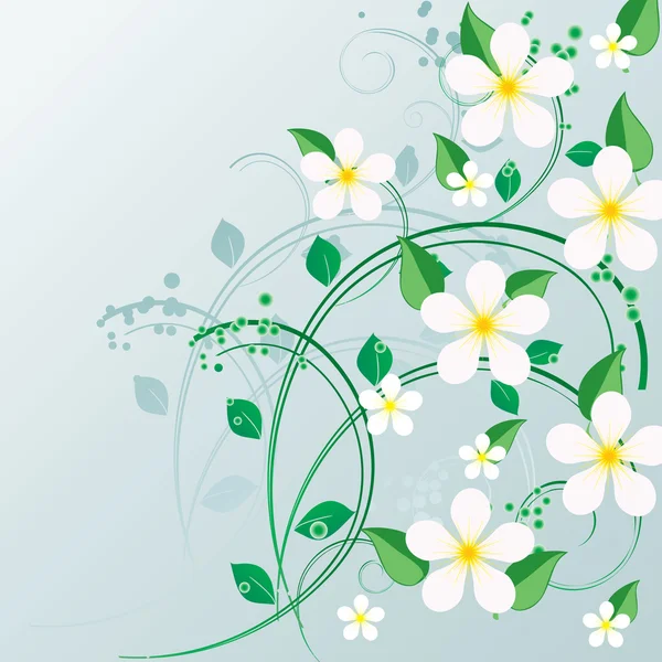 Yeşil dal ve çiçekler ile süsleme — Stok Vektör