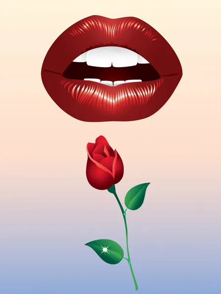 Lips and roses. — Stock Vector