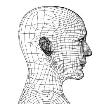 Head of the person from a 3d grid clipart