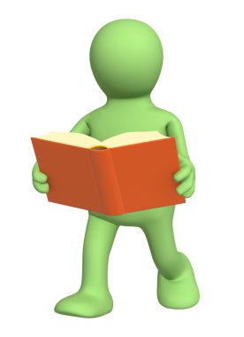 3d puppet, reading the book on the move clipart