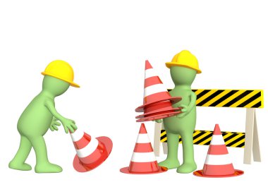 3d puppets with emergency cones clipart