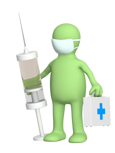 3d veterinary with a syringe — Stock Photo, Image