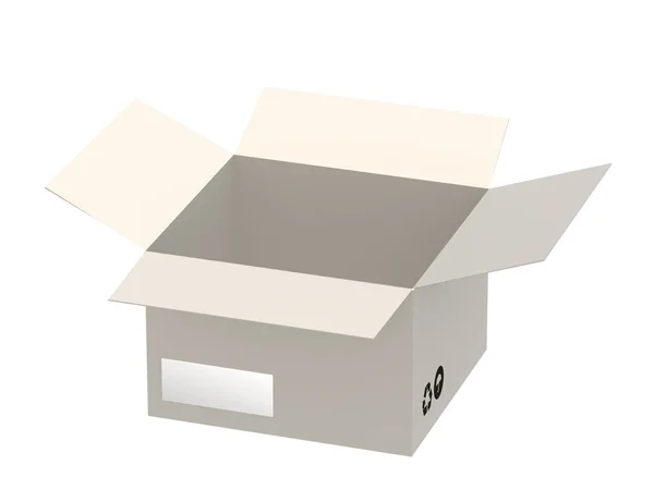 3d abierto caja de cartón vacía — Foto de Stock