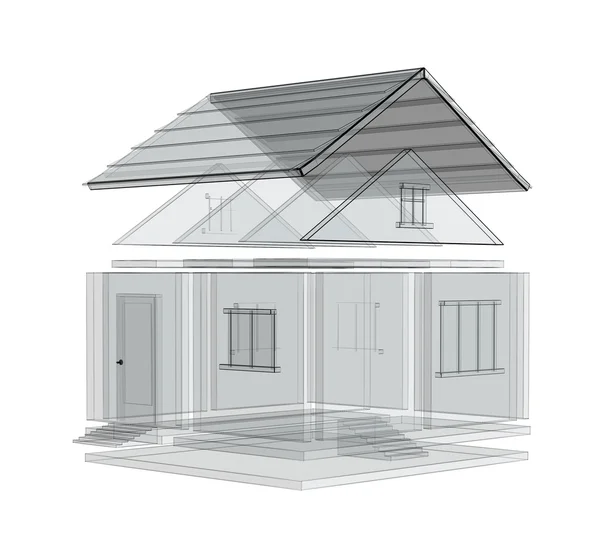3D-Skizze eines Hauses — Stockfoto