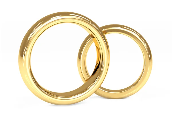 Два 3d золотое обручальное кольцо — стоковое фото