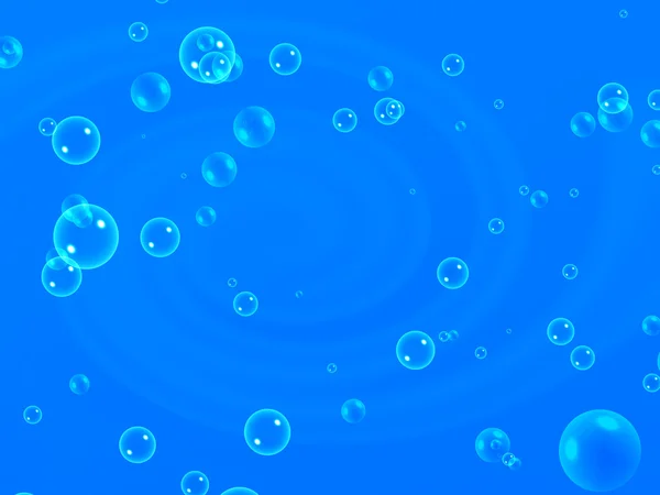 Fond bleu abstrait avec bulles 3d — Photo