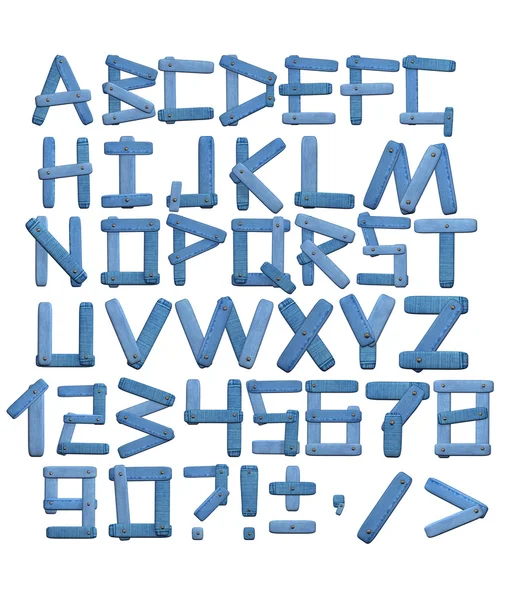 Alfabeto - cartas de um tecido de calça — Fotografia de Stock