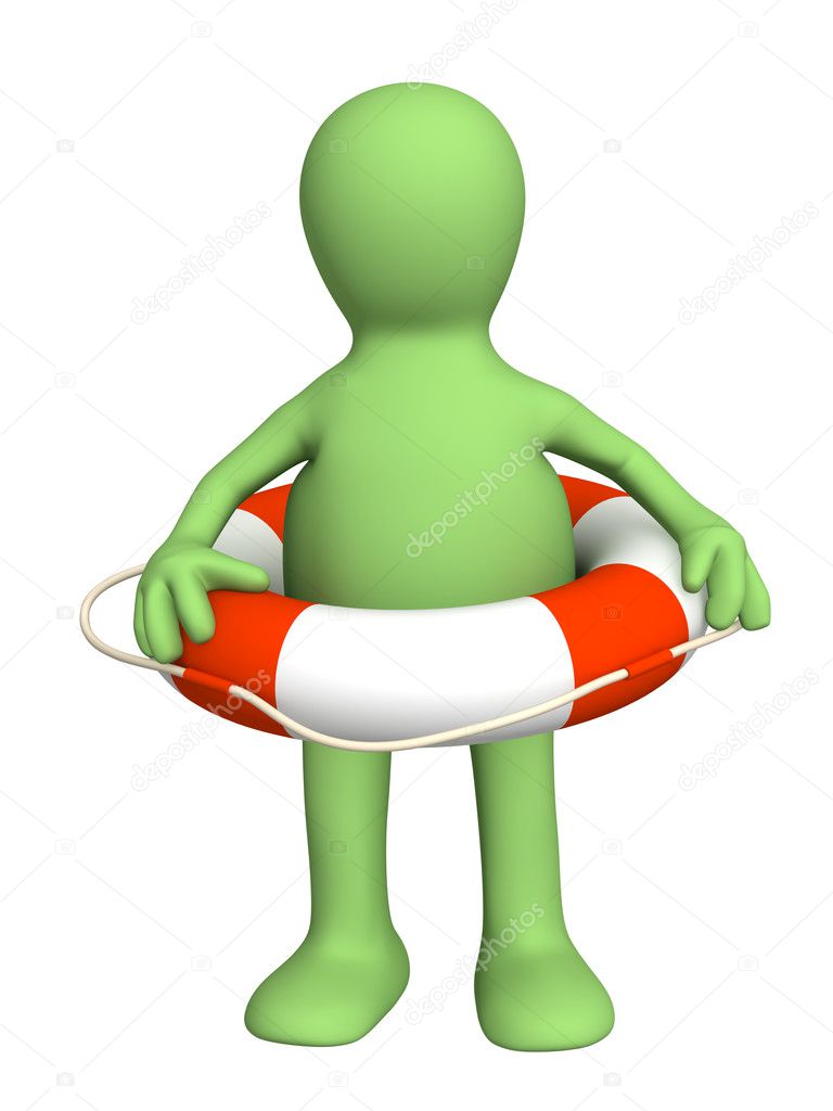 3d puppet with a lifebuoy ring