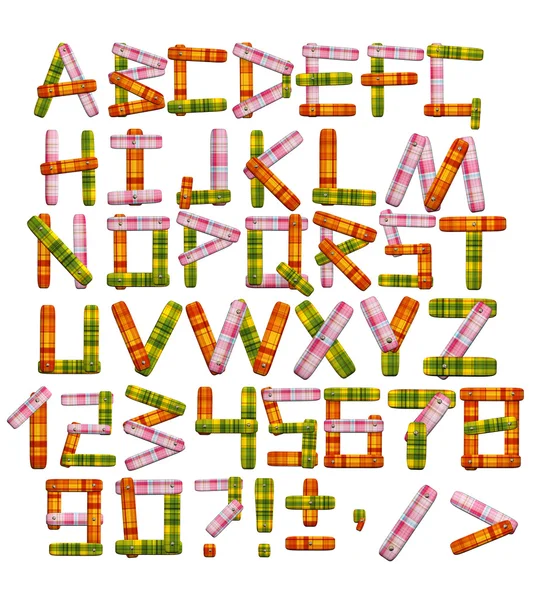 Alphabet - letters from a bright fabric — стокове фото