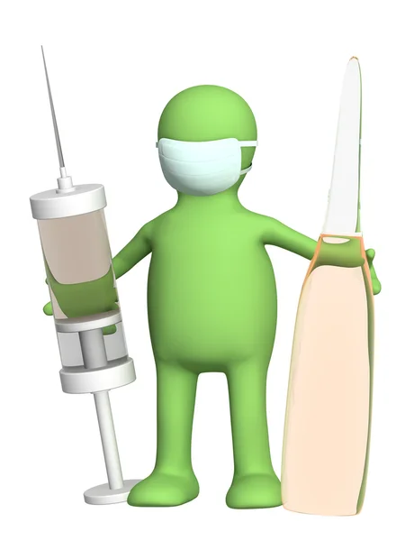 3D-Arzt mit einer Spritze — Stockfoto