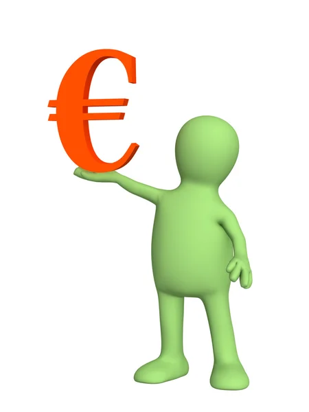 傀儡，持有欧元符号人形は、ユーロ通貨記号を保持 — 图库照片