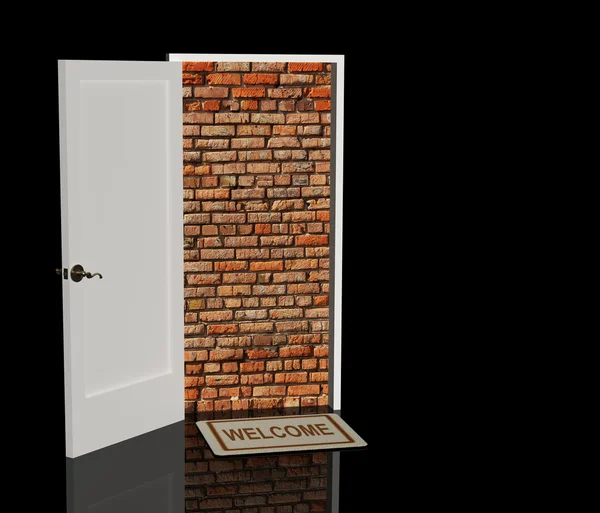 Tegelvägg i en dörröppning — Stockfoto
