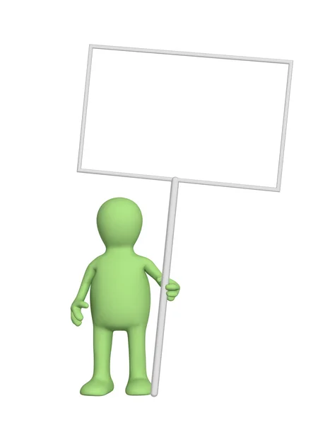 Puppet with message boards — Stock Photo, Image