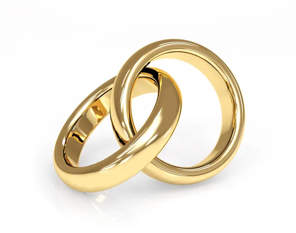 两个 3d 黄金结婚戒指 — 图库照片
