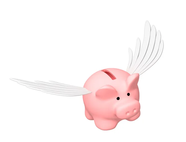 Piggy bank, vliegen op vleugels — Stockfoto