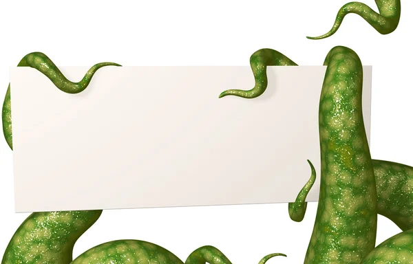 Tentacles, holding an empty card — Stock Photo, Image