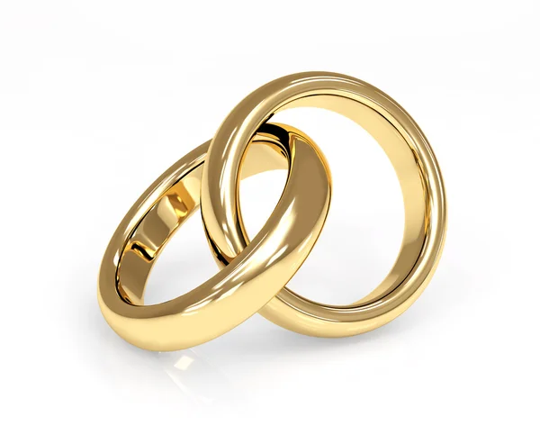 Två 3d gold bröllop ring — Stockfoto