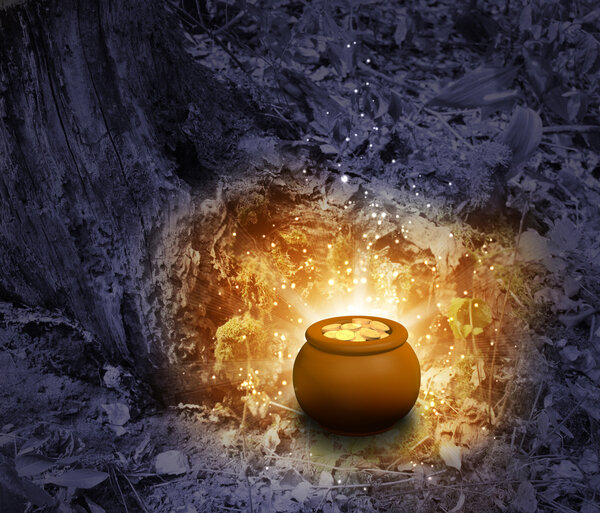 Горшок с золотыми монетами
