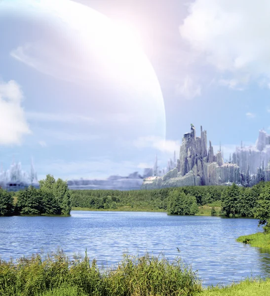 Landschap in fantasie planeet — Stockfoto