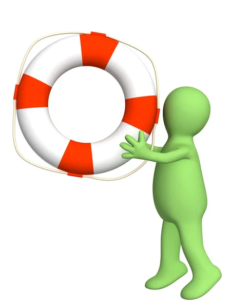 Puppet with a lifebuoy — Stock Photo, Image