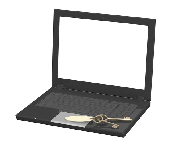 Laptop a klíče — Stock fotografie