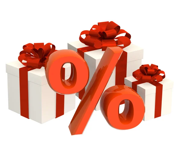 Процент и подарки — стоковое фото