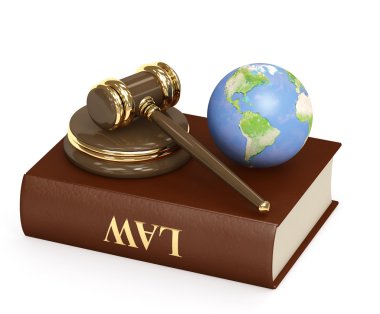 Judicial 3d gavel and Earth clipart