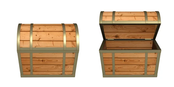 3D-houten kist — Stockfoto