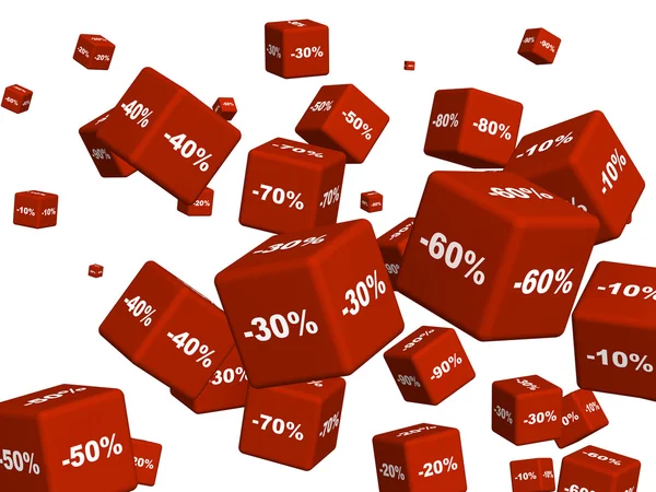 Rode vakken met de goederen op een korting — Stockfoto